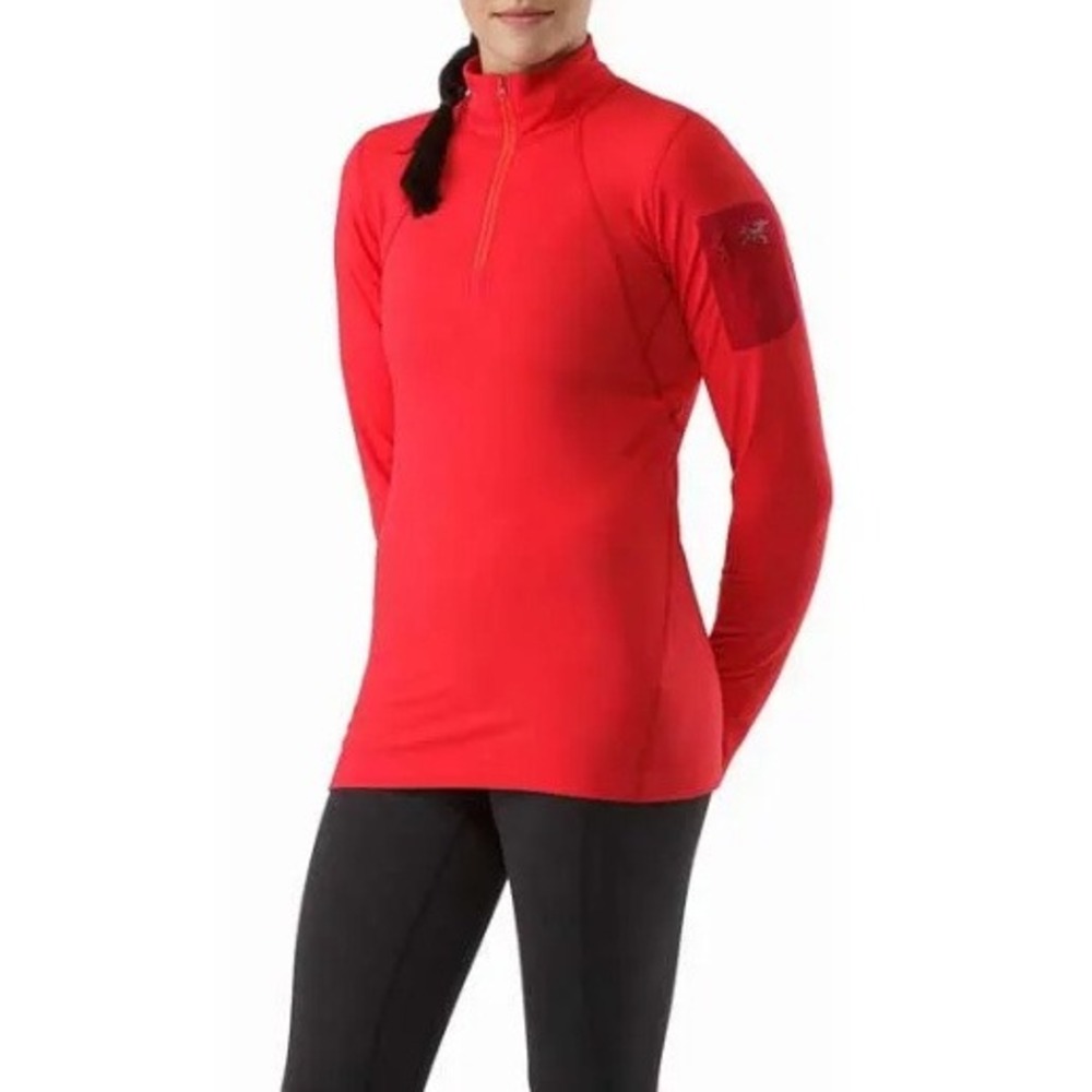 Arc'teryx Rho LT Zip Neck Base Layer Solaris Red Women Size Small Active Sports